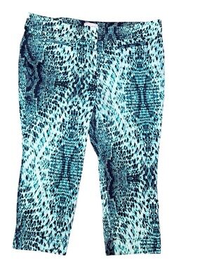 New York & Company Womens Dress Pants Capri Sz 16 Mid Rise Teal Blue Stretch $74